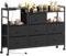Lutown-Teen Kommode mit 7 Schubladen aus Stoff auf Rädern, Stoffkommode mit 2 USB & 2 AC-Anschlüssen, Komodenschrank mit Steckdosen, für Schlafzimmer Wohnzimmer, 132 * 30 * 91cm, Schwarz