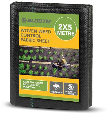 BLOSTM Membrana tejida para control de malezas, membrana de jardín, resistente para grava o hierba, 2 m x 5 m