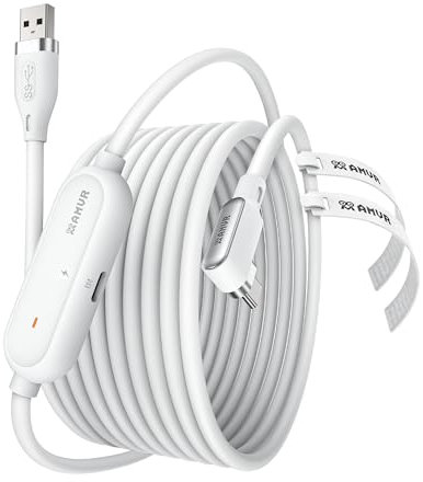 AMVR Link Kabel mit Ladeanschluss 5m(16Ft) Kompatibel mit Quest 3/Meta Quest 3S, Pico 4 Ultra Zubehör, PC/SteamVR Headset Zubehör High Speed 5Gbps USB 3.0 to USB-C VR Ladekabel