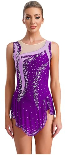 TiaoBug Vestidos De Baile De Patinaje Artístico para Mujer Body Ballet Sin Mangas Maillot Gimnasia Ritmica Disfraz Bailarina Competición