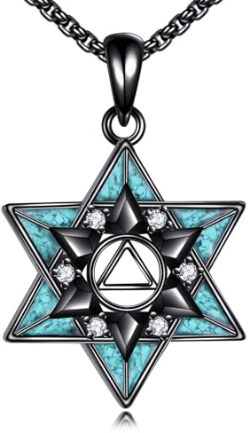 ONEFINITY Star Of David Necklace 925 Sterling Silver AA Sobriety Necklace Jewish Jewellery Gifts For Men Women