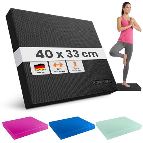 Active Peak® Premium Balance Pad - Cuscino di Equilibrio XXL per Yoga, Pilates, Fisioterapia & Allenamento di Stabilità - Tappetino per Esercizi Antiscivolo - 41x34 cm (Nero)