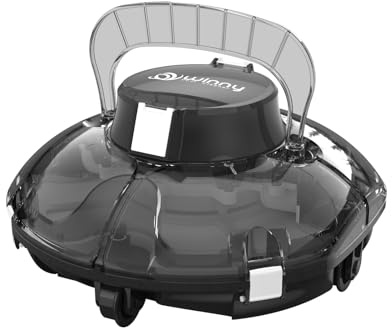 WINNY POOL CLEANER Winny 200 Robot Piscina, Piscina Senza Fili con Batteria, Autonomia 75 Min per Piscine Fuori Terra 60 m², Doppia Filtrazione, Parcheggio Automatico (Trasparente Nero-Bianco)