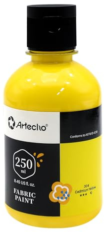 Artecho Yellow Fabric Paint, 250 ml / 8.45 oz Fabric Paint for Clothes Permanent, Furniture Upholstery