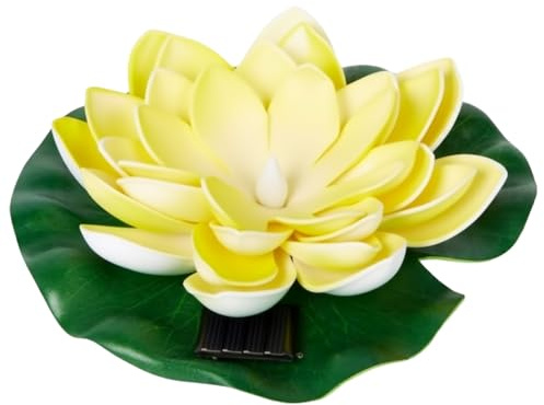 TaimeiMao Luces nenúfares solares flotantes, energía Solar Flores flotantes Artificiales, Flores de Loto flotantes, nenúfar, para jardín, Estanque, Patio, decoración Exterior (Amarillo)