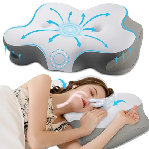 Nackenkissen Kopfkissen, Seitenschläferkissen mit Dualer Ohren-Entlastungszone, Memory Foam Ergonomisches Orthopädisches Kissen Nackenschmerzen, Nackenstützkissen Schlafkissen für Rücken/Bauchschläfer