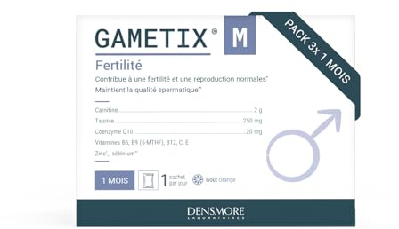 Densmore - GAMETIX M - Complément Alimentaire Fertilité et Reproduction Homme - Vitamines, Minéraux, Zinc, Sélénium, Carnitine, Taurine, Coenzyme Q10-90 sachets - 3 mois - Fabriqué en France