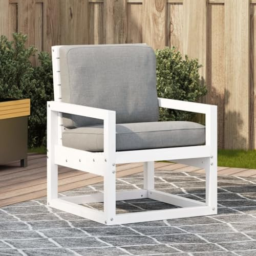 Frdhee Gartenbank Bistrostuhl,Gartenstuhl Weiß 57,5x63x76 cm Massivholz Kiefer für Balkon, Pool, Terrasse