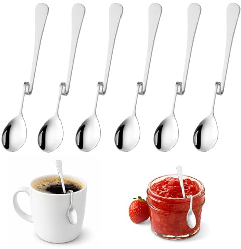 6 cucharas para latte macchiato, cucharas para mermelada, cucharas, cucharas para latte macchiato, yogur, cóctel, acero inoxidable pulido, apto para lavavajillas, sin níquel