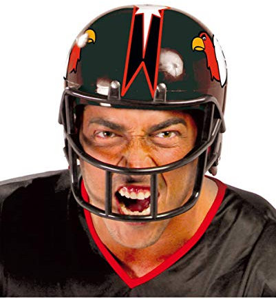 Horror-Shop Schwarzer American Football Helm als Sportler Kostümzubehör für Karneval