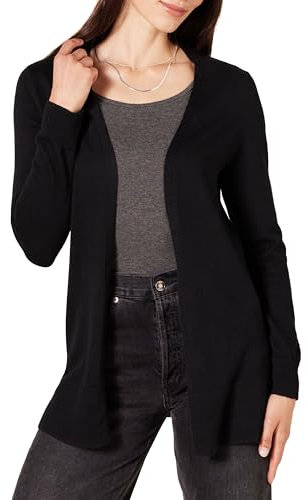 Amazon Essentials Damen Leichte Strickjacke ohne Knöpfe (in Übergröße erhältlich), Schwarz, 3XL Große Größen