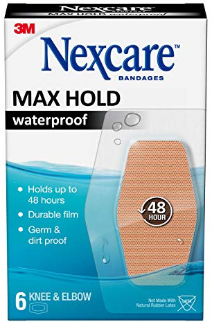 Nexcare Max Hold Waterproof Bandages Knee & Elbow, 6 Each