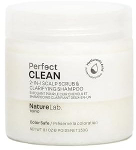 NatureLab Perfect Shine Scalp Scrub - Paraben-Free Dry Scalp Treatment + Scalp Moisturizer - 3-in-1 Gentle Foaming + Exfoliating Scrub with Grape Stem Cells, Pearl + Hyaluronic Acid (8.1 oz / 230g)