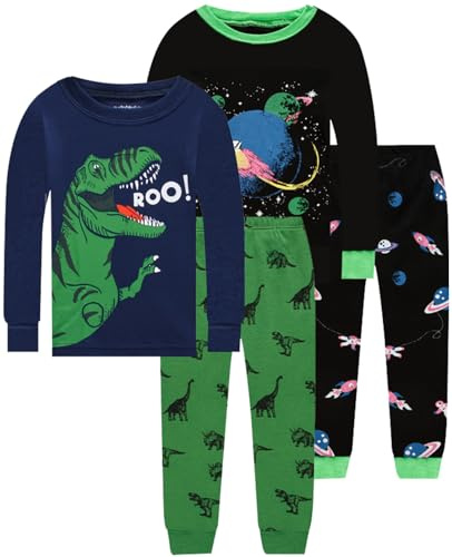 Dolphin&Fish Boys Dinosaur Pajamas Children Sleepwear Toddler Clothes Sets Size 6 Green Black
