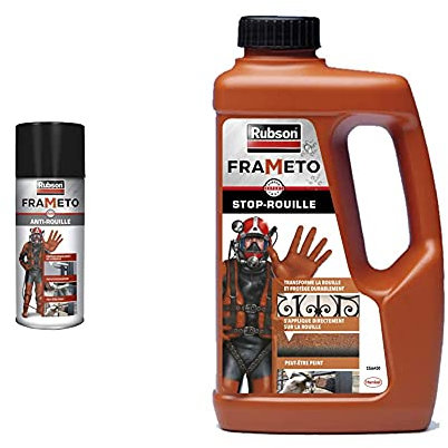Rubson Frameto Stop-Rouille, Traitement antirouille pour intérieur et extérieur, 400 ml & Frameto Stop-Rouille, Traitement antirouille pour intérieur et extérieur, noir, 500 ml