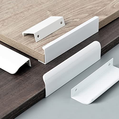 Voleseni Maniglie Nascoste per mobili, in Alluminio Maniglie, per Armadio, Camera da letto, Cassetti, Bianco brillante Angoli arrotondati