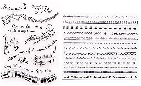 2 transparente Stempel, Notenblätter, Reisekarte, Album, Tagebuch, Silikonstempel für dekorative Kartenherstellung und Scrapbooking, DIY