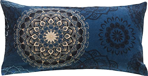 Erwin Müller Kissenbezug Mako-Satin Mandala dunkelblau Größe 40x80 cm - feinfädig, temperaturausgleichend, atmungsaktiv, 100% Baumwolle, mit Reißverschluss