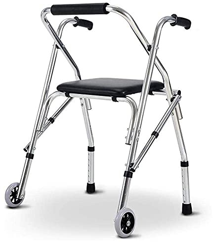 Hopfällbar äldre rollator med sits 2 hjul Lättvikts upprätt rollator Justerbar höjd Step Assist för inomhus utomhus Dubbel komfort