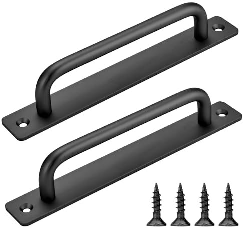 AIMIXUN 2 Stück Schiebetür Griffe, 180MM Schiebetürgriff Beidseitig, Gartentor Griff, Scheunentorgriffe, Türgriff für Scheunen, Schiebetüren, Kleiderschrank Schublade Möbel Tor (Schwarz)