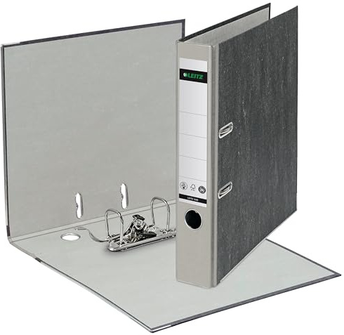Leitz Qualitäts-Ordner, das Original, Klimaneutral, DIN A4 Aktenordner schmal, 20er Pack, 5 cm breit, Wolkenmarmor-Papier, Recycling-Ordner, Blauer Engel, Mit 180° Mechanik (grau) 10805085