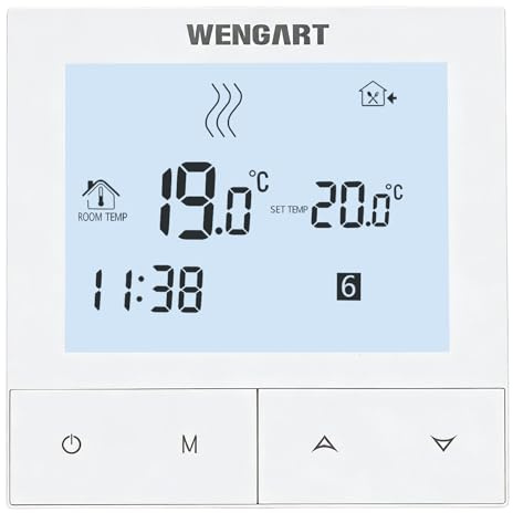 Wengart Thermostat für Fußbodenheizung WG372,AC230V 3A LCD-Anzeige, manueller Programmiermodus optional, zur Regelung der Temperatur der Fußbodenheizung