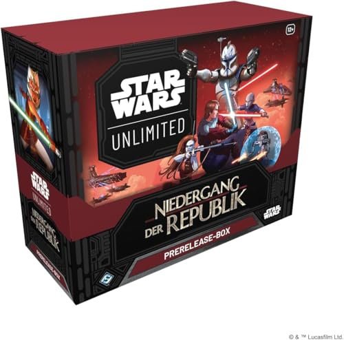Star Wars: Unlimited - Niedergang der Republik - Prerelease Box (6 Booster Packs + 2 Promos) - Deutsch - Originalverpackt - Trading Card Game - mit LMS Trading Grußkarte
