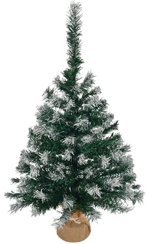 LEADZM Mini Weihnachtsbaum, Tisch Weihnachtsbaum klein künstlich geschmückt für Weihnachten Deko (Grün&Weiß ohne Dekoration, 60 cm 1 Stück)
