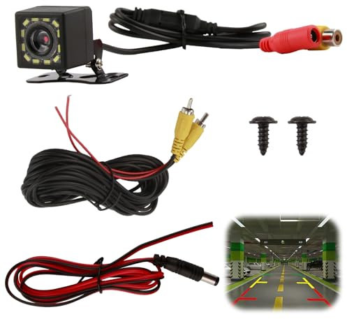 Car Back Reversing Camera, 12V Night Visions Universal Car Rear View Camera HD CCD 12 LED 175 Wide Angle 1080P IP67 Waterproof Backup Parking Reverse Cameras