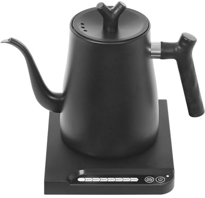 Edelstahl Wasserkocher Schwanenhals mit Temperatureinstellung,45° bis 100°, Temperatur-Speicherfunktion,1 Liter,360° Basis,1000w Elektrischer Wasserkessel für Spezialitätenkaffee und Tee (Schwarz)