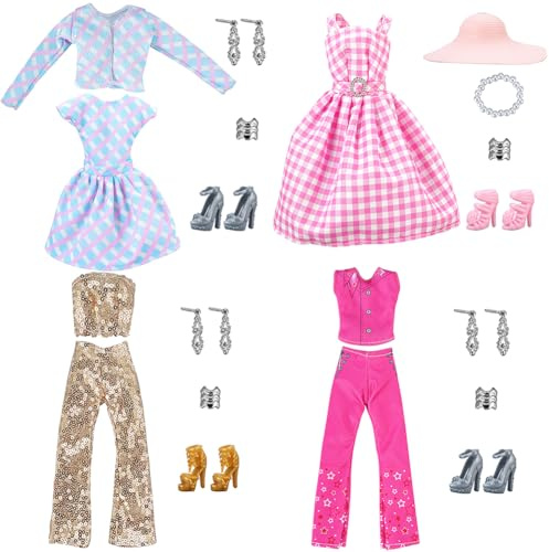 17 Pezzi Vestiti e Accessori per Bambole Dolls 11,5 Pollici,Abbigliamento e Accessori,Tra cui bei Vestiti Top,Pantaloni,4 Vestiti + 4 Scarpe + Accessori 30 cm Bambola