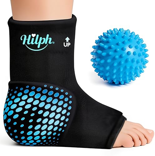 Hilph Foot Ankle Ice Pack Wrap for Plantar Fasciitis with Massage Ball | Double Gel Heel Coverage, Hot Cold Compress for Sports Injuries, Achilles Tendonitis, Heel Spur, Swelling & Sprain Relief