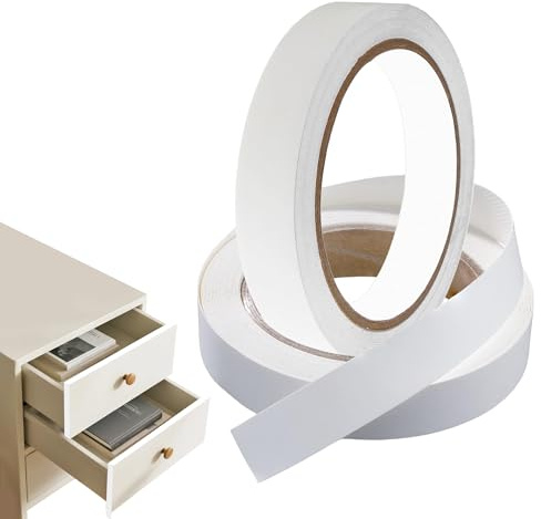 Caldamn 2 Rolls Kitchen Cabinet Edging Strip, 20mm x 10m, White, PVC, Waterproof, Self-Adhesive, Edging Tape, Furniture Worktop Edging Strip, Plinth Sealing Strip, Door Frame Edge Banding, Restoration