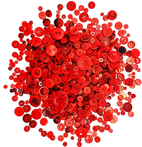 330g Red Buttons for Crafts Bulk Assorted Size Red Craft Button for Art, DIY Crafting, Christmas Decoration