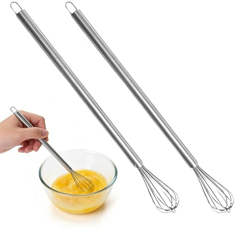 Touosy 2 Pezzi Mini Frusta A Mano, Fruste Piccole In Acciaio Inox, Frusta da Cucina Per Tazze, Robusta Fruste Piccole Adatto per Mescolare, Montare Pastelle Uova Schiuma di Latte Panna e Sbattere