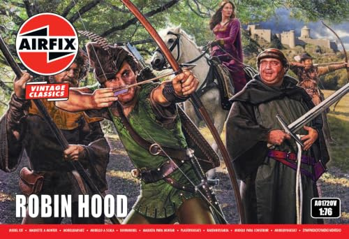 Airfix Vintage Model Figures Set A01720V Robin Hood, 1:76 Scale | Plastic Model Sherwood Forest Figure Kit For Adults & Children Age 8+, Skill Level 1, 40 Parts, Paint Guide, Medieval England