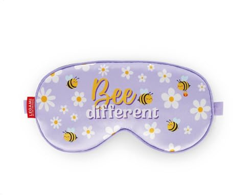 Legami - Sleep Mask Nap Queen, Mascherina da Notte con Elastico Regolabile, Super Soffice, Tema Bee, in Poliestere, 20.5 x 10 x 1 cm