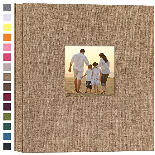 potricher Linen Hardcover Photo Album 4x6 600 Photos Large Capacity for Family Wedding Anniversary Baby Vacation (Khaki, 600 Pockets)