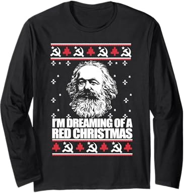 Dreaming Red Christmas Karl Marx Brutto Natale Maglione Meme Maglia a Manica