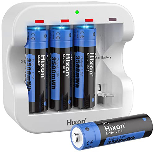 Lithium-AA-Batterie mit Ladegerät, 3500 mWh Hochleistungs-AA-Akku, konstanter 1,5 V Akku AA (4AA-Batterie+Ladegerät)