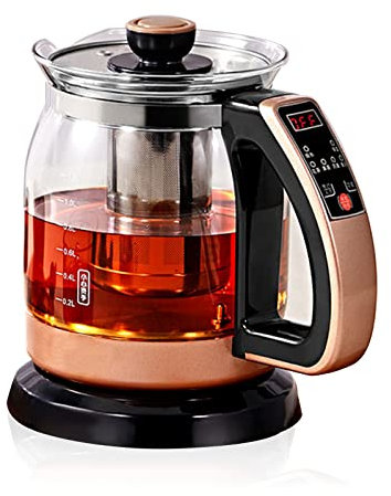 Knjlwa Hervidor de Agua eléctrico de Cristal de borosilicato de ebullición rápida con luz indicadora LED, función de Mantenimiento del Calor, 1,2L, Control de Temperatura (40 ℃ - 80℃)