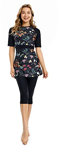 BaJooruly Rash Guard Swimsuit Short Sleeve Surfing Suit Modest Swimwear for Women Burkini Beachwear Modesty Swimming Costume (4XL,J2)