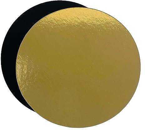 Set de 10 Supporti per Torte 30 cm Oro/Nero | Vassoio Torta Rotondo in Cartone da 1 mm di spessore, Sottotorta tondo per Feste Matrimoni, Decorazioni per Torte e Dolci | Base per Torta Nero e Dorato