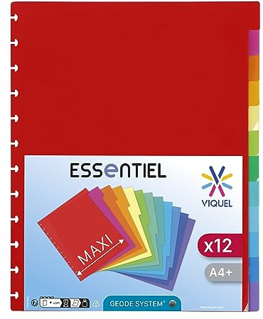 Viquel – Lote de 12 separadores Maxi A4 con perforación especial para puerta de vista GEODE con bolsillos extraíbles
