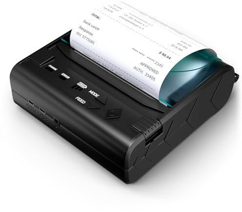 MARZONO® Impresora Térmica De Recibos Portátil Bateria Recargable 80mm Impresora Termica Tickets Comandas Bares, Negocios, Bluetooth Profesional Impresora Termica Portatil App Dlabel Mini Impresora