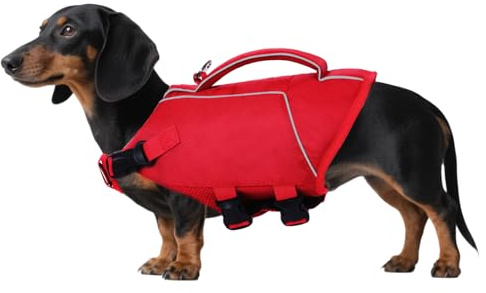 ASENKU Gilets de Sauvetage pour Chien de Petite Moyenne et Grand Taille, Gilet Flottaison Chien avec Poignées et Réfléchissants pour la Natation, l'aviron et Le Canoë, S