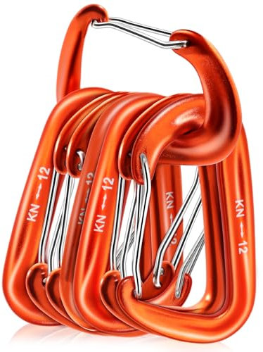 6 Stück Karabinerhaken mit Tragfähigkeit 1200 kg, Karabiner Hängematten, 12KN Karabiner, geeignet für Outdoor-Hängemattenbefestigung, Wandern, Camping