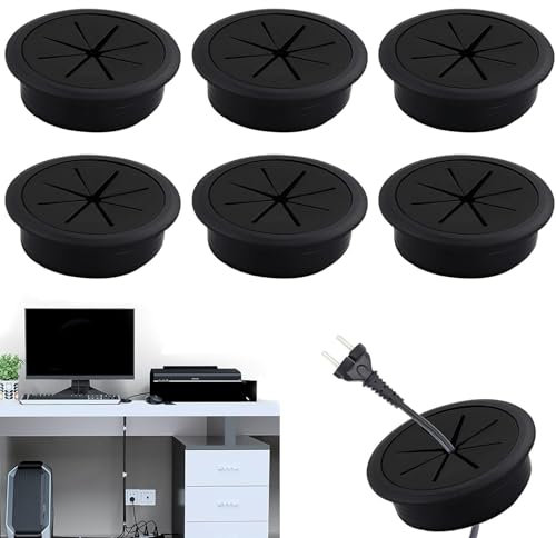 6 Stück Kabeldurchführung Schreibtisch 60 mm Kabeldurchführung Flexibles Silikon Kabeldurchlass kabel loch Kabelauslassdose für Büroschreibtische, Computertische, Werkbankmöbel (schwarz)
