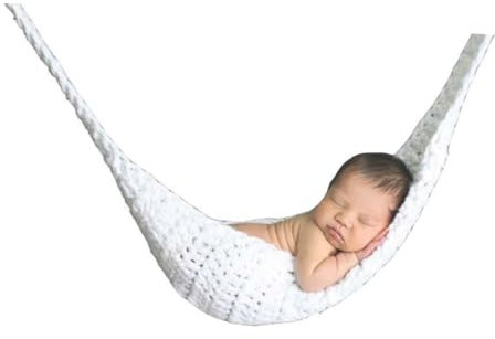 Gadpiparty Handgemachte Hängematte Für Kleinkinder Handgefertigte Gehäkelte Babyhängematte Hängematte Für Babys Requisiten Für Babyfotos Handbuch Weiß Neugeboren Fotoanzug