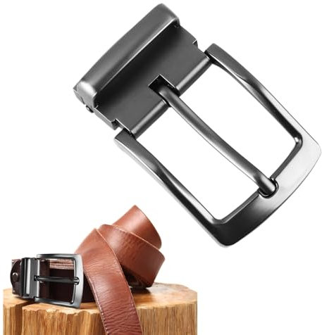 Sangcca Metallische Gürtelschnalle für Damen und Herren, quadratische Ringschnallen, Schwarz Matt, One Size